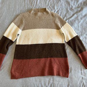 Pink Clover Colorblock Knit Mock Neck Sweater
